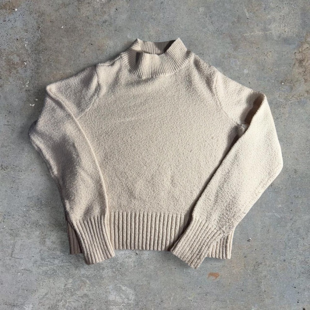 American Eagle Cream Mock Neck Knit Sweater Women's S